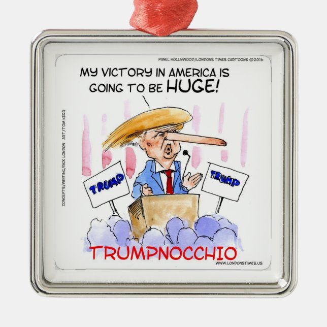 Trumpnocchio Funny Donald Trump Items Metal Tree Decoration (Front)