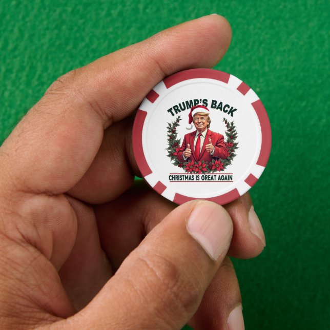 Trump's Back Christmas Is Great Again Santa Poker Chips (Hand)