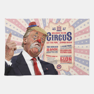 Trump's Clown Show Circus - Vintage Poster Design Tea Towel