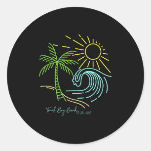 Trunk Bay Beach St John Usvi Bright Minimal Line A Classic Round Sticker