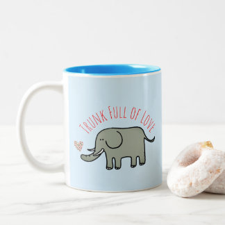 Trunk Full of Love Cute Elephant Doodle Two-Tone Coffee Mug