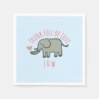 Trunk Full of Love Cute Elephant Valentine's Napkin