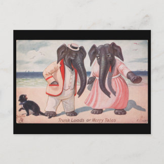 Trunk loads of merry tales - elephants postcard