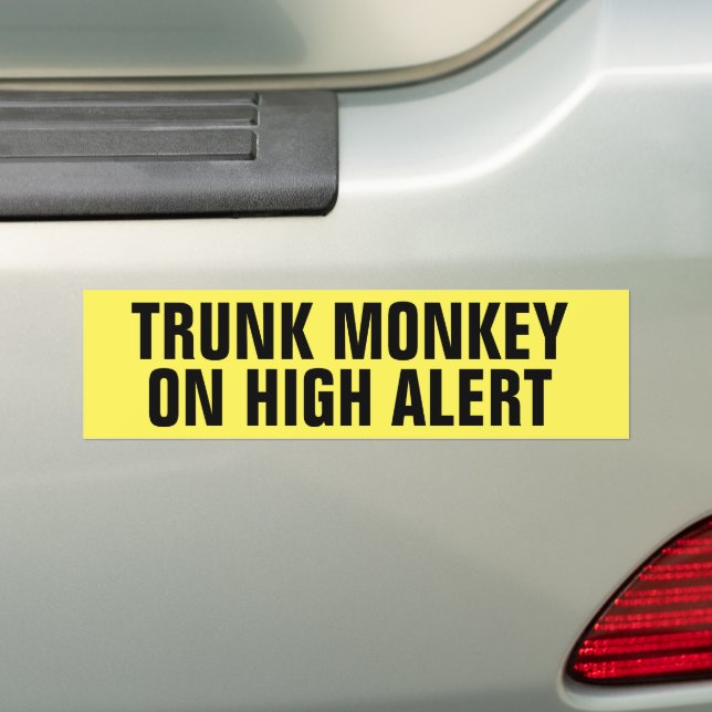 Trunk Monkey Funny Warning Car Bumper Sticker (On Car)