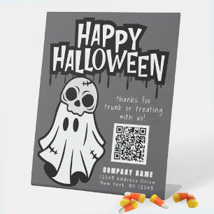 Trunk or Treat Cool Ghost Business Thank Pedestal Sign