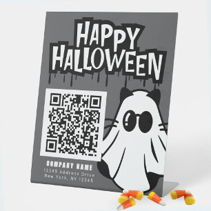 Trunk or Treat Cool Ghosts Business Thank Pedestal Sign