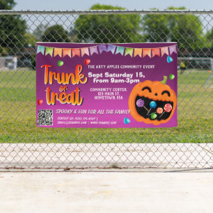 Trunk or Treat Event Banner Cute Pumpkin sign