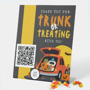 Trunk or Treat Ghoulish Pumpkin Business Thank You Pedestal Sign