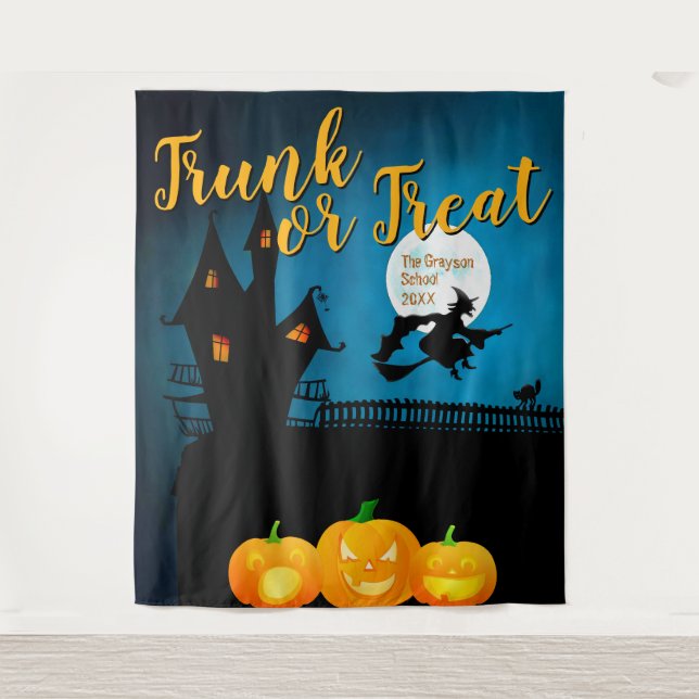 Trunk or Treat Halloween Background Photo Backdrop Tapestry (Front)