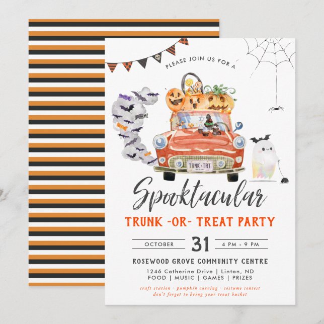 Trunk Or Treat | Halloween Party Invitation (Front/Back)