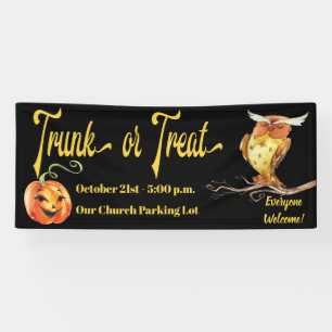 Trunk or Treat Halloween Pumpkin & Owl Banner