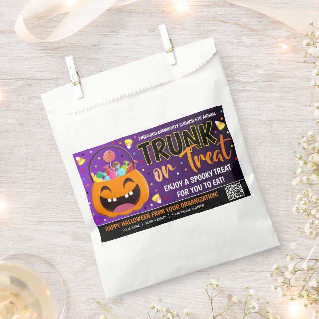 Trunk or Treat Halloween QR Code Treat Favour Bags (Clipped)