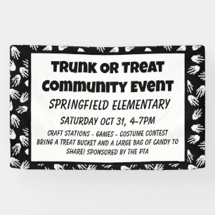 Trunk or Treat Halloween skeleton hands banner