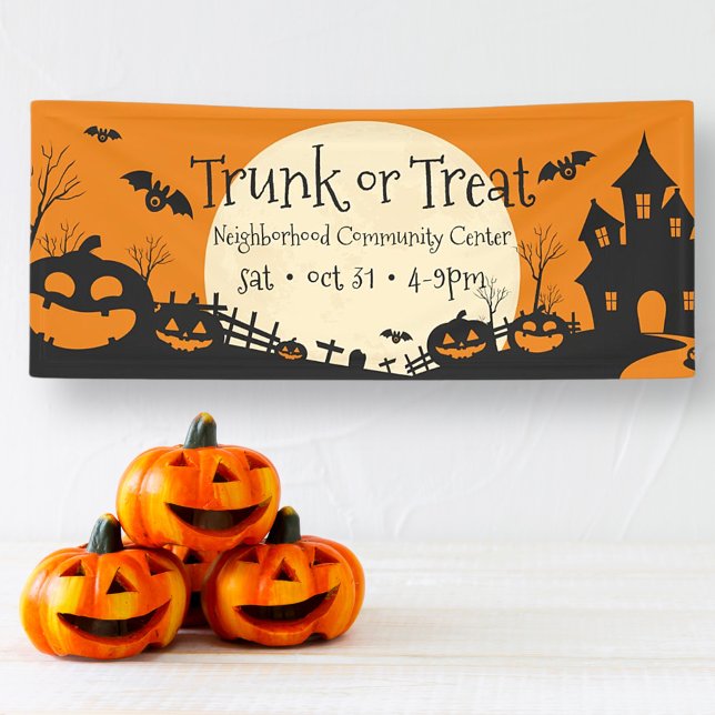 Trunk or Treat Haunted Halloween Party Banner (Creator Uploaded)