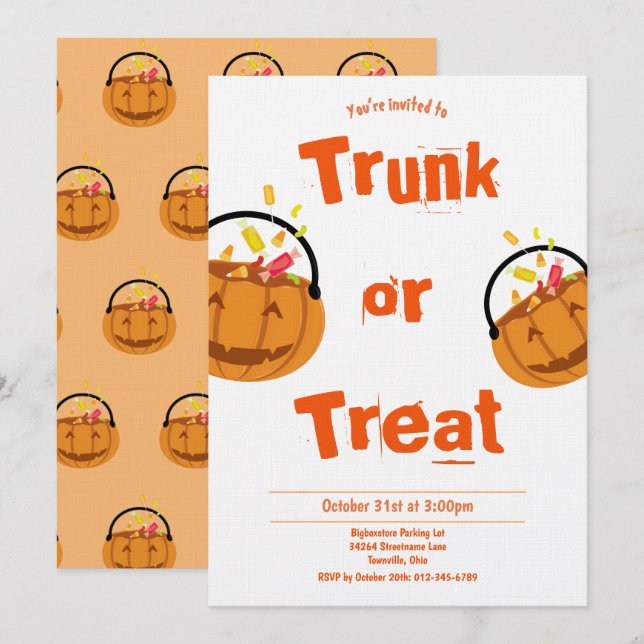 Trunk or Treat Kid’s Halloween Invitation (Front/Back)