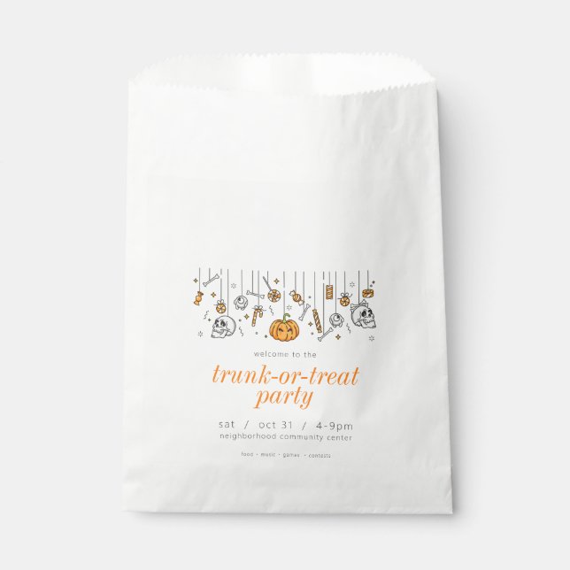 Trunk or Treat Modern Chic Halloween Party Favour Bags (Front)