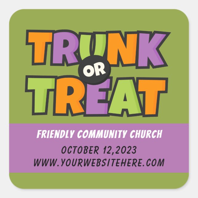 Trunk or Treat Party Church Event Square Sticker (Front)