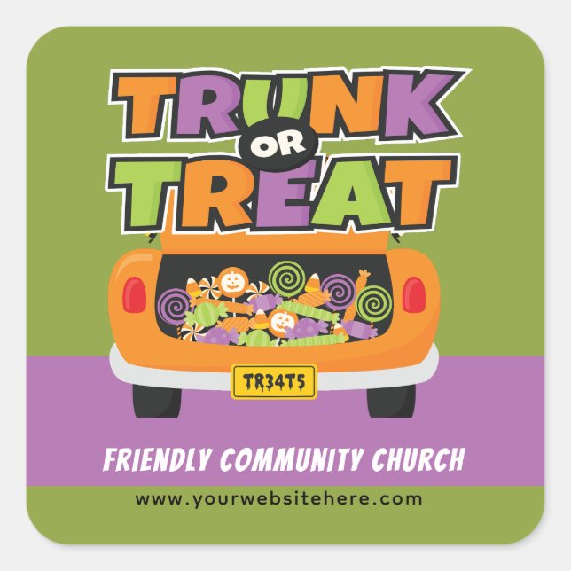 Trunk or Treat Party Event Square Sticker (Front)