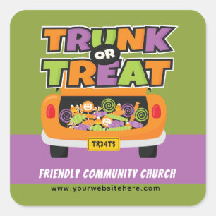 Trunk or Treat Party Event Square Sticker