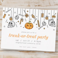 Trunk or Treat Party Modern Halloween Invitation