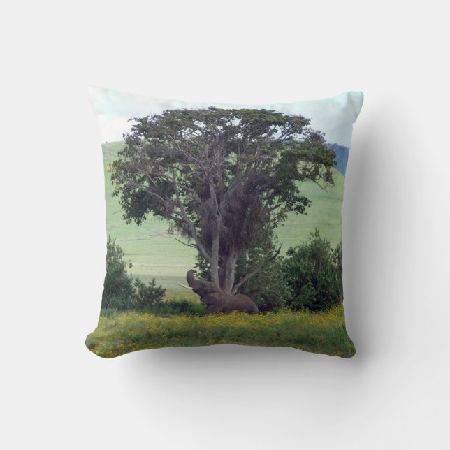 Trunk to the Breeze – Ngorongoro African Elephant Cushion (Front)