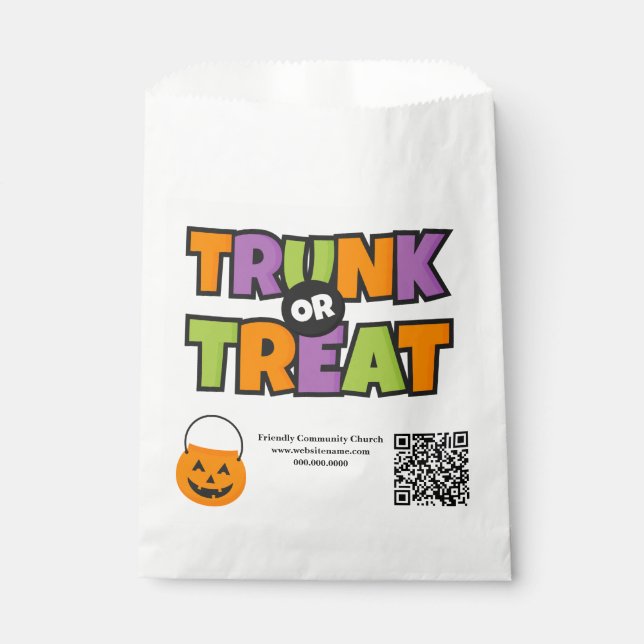 Trunk Treat QR Code Church Community Event Favour Bags (Front)