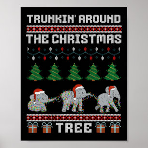 Trunkin Around The Christmas Tree Elephant Family Poster