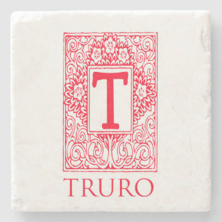 Truro Red Monogram  Stone Coaster