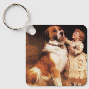 Trust by Charles Burton Barber, Saint Bernard Dog Key Ring