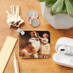 Trust by Charles Burton Barber, Saint Bernard Dog Key Ring