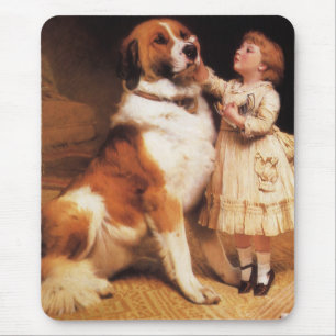 Trust by Charles Burton Barber, Saint Bernard Dog Mouse Mat