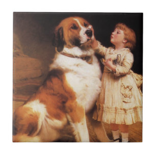 Trust by Charles Burton Barber, Saint Bernard Dog Tile