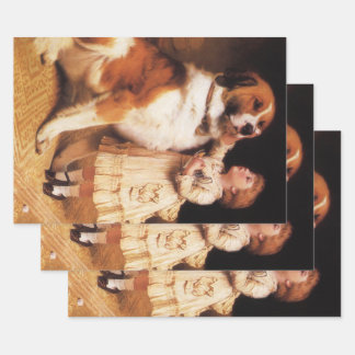 Trust by Charles Burton Barber, Saint Bernard Dog Wrapping Paper Sheet