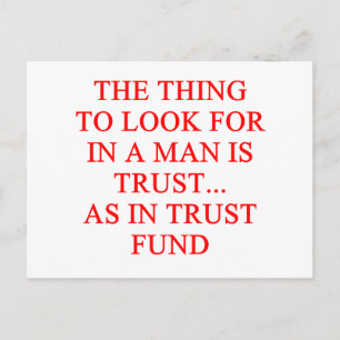 TRUST fund gold digger joke Postcard