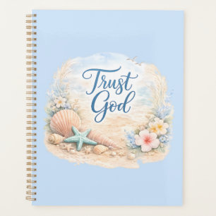 "Trust God" Coastal Beach Watercolor Christian Planner