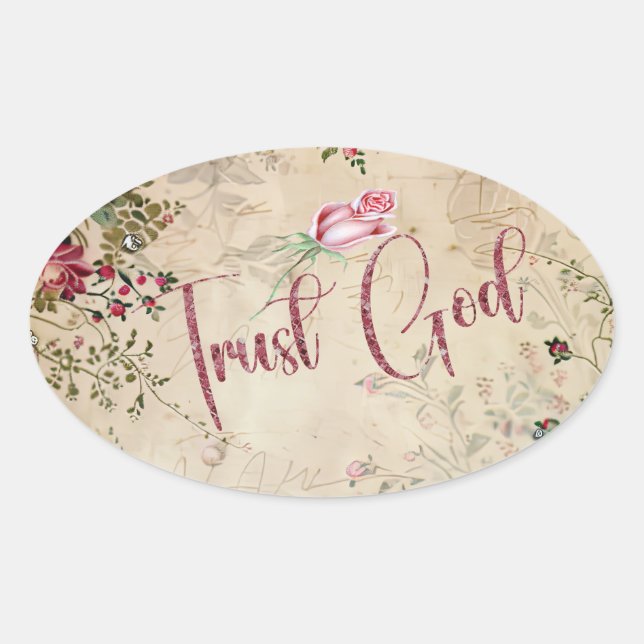 Trust God Oval Sticker (Front)