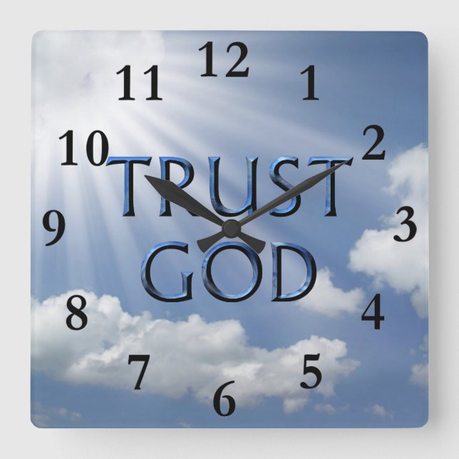 TRUST GOD SQUARE WALL CLOCK (Front)
