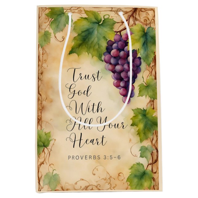 Trust God With All Your Heart Proverbs 3:5-6 Medium Gift Bag (Front)