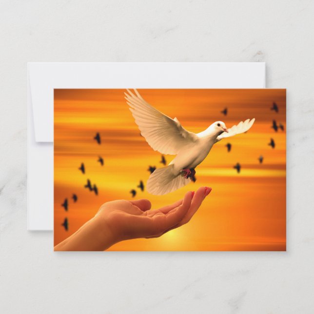 Trust God with Dove in Hand Thank You Card (Front)