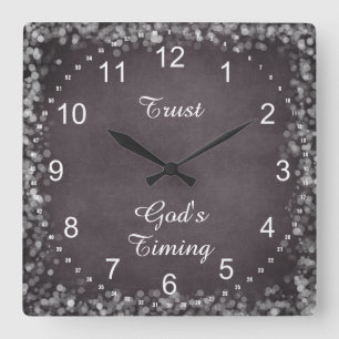 Trust God's Timing Quote Square Wall Clock
