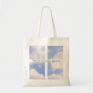 Trust in God Cross White and Blue Easter Tote Bag