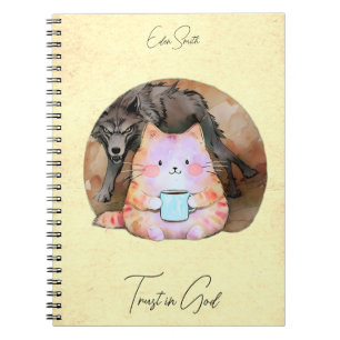 Trust in God - Custom Notebook Cat Coffee Wolf