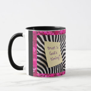 Trust in God's Timing pink glitter zebra y2k Mug