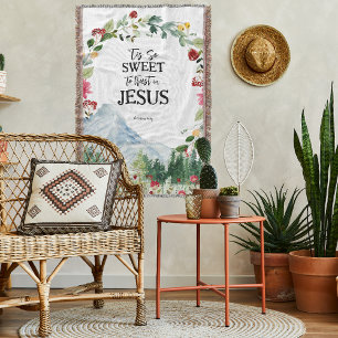 Trust In Jesus   Mountain Wildflower Monogram Throw Blanket