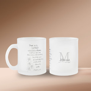 Trust in the Lord Bible Verse Floral Personalised Frosted Glass Coffee Mug