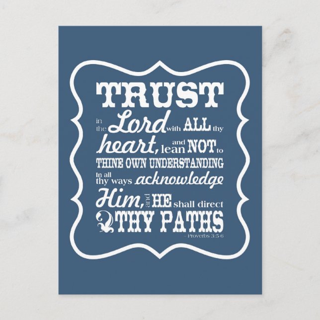 Trust in the Lord -- Blue Postcard (Front)