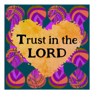 Trust In The Lord Fish Leaves Purple Green Orange Poster