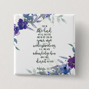 Trust in the Lord floral   15 Cm Square Badge