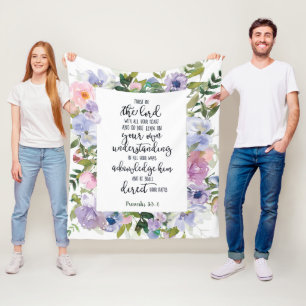 Trust in the Lord floral   Fleece Blanket