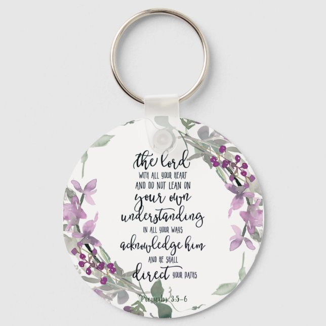 Trust in the Lord floral  Key Ring (Front)
